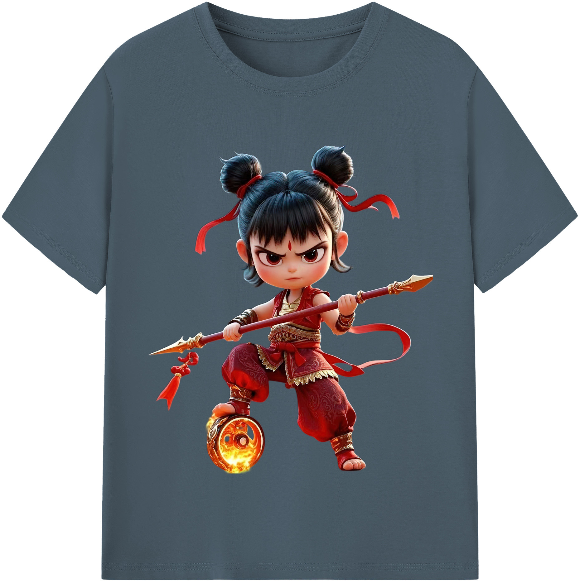 （画像用） Ne Zha 2 ナタ 魔童の大暴れ 綿100％半袖Tシャツ（フロントプリント）
